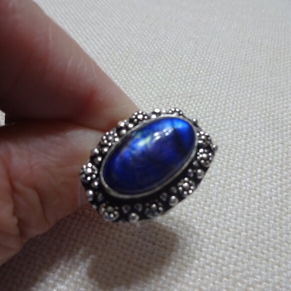 Beautiful BLUE LABRADORITE Handmade Sterling Ring Size 7 #821B - Picture 3 of 3